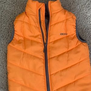 Boys orange and gray DKNY puff vest